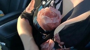 MILF masturbates in parking lot